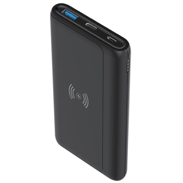 10000mAh Power Bank, 2-Port USB Slim Portable Charger Backup Battery Wireless Charging - MBKC36